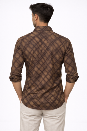 Brown Cuban Collar Designer Shirt