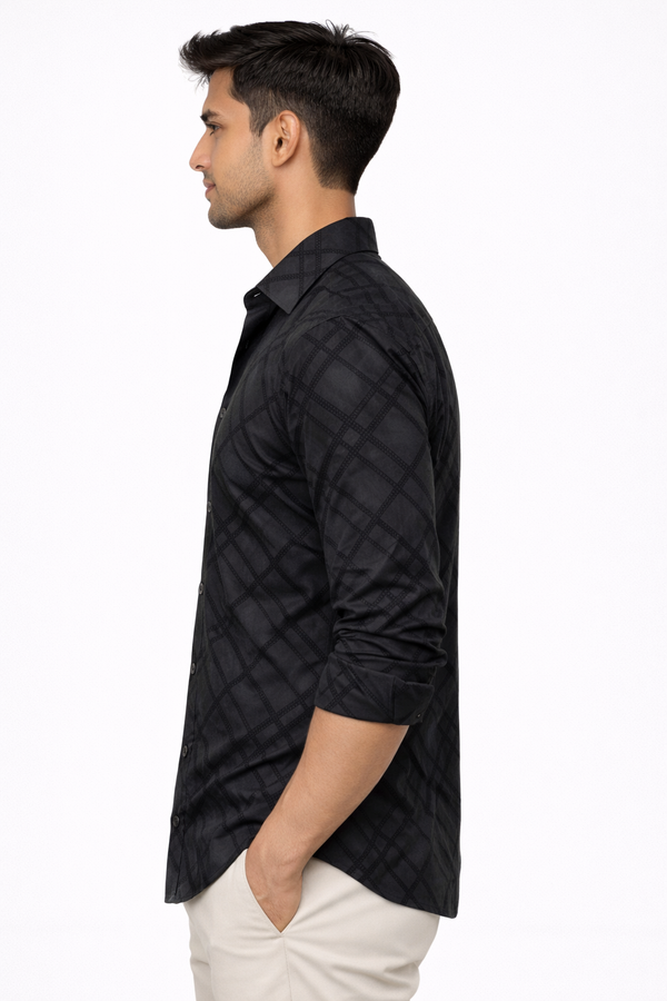 Black Cuban Collar Designer Shirt