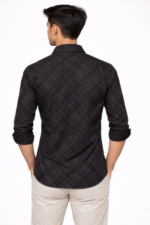 Black Cuban Collar Designer Shirt