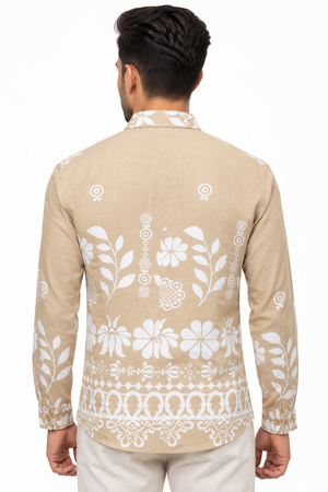 Beige Botanical Printed Shirt
