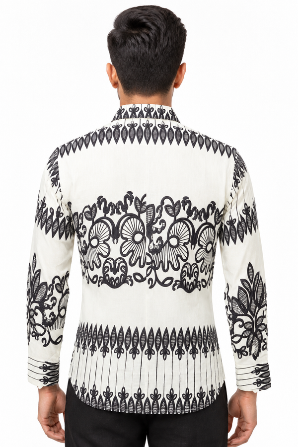White Border Printed Shirt