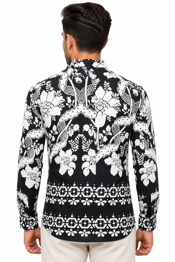 Black Floral Printed Shirt