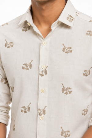 Beige Embroidery Shirt