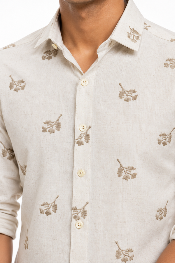 Beige Embroidery Shirt