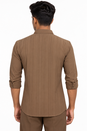 Brown Textured Designer Shirt