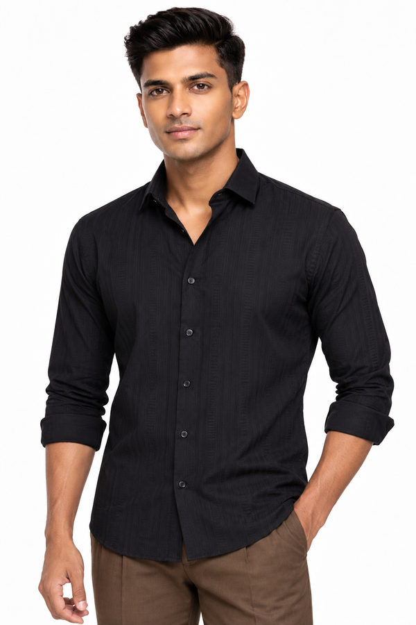 Black Textured Designer Shirt