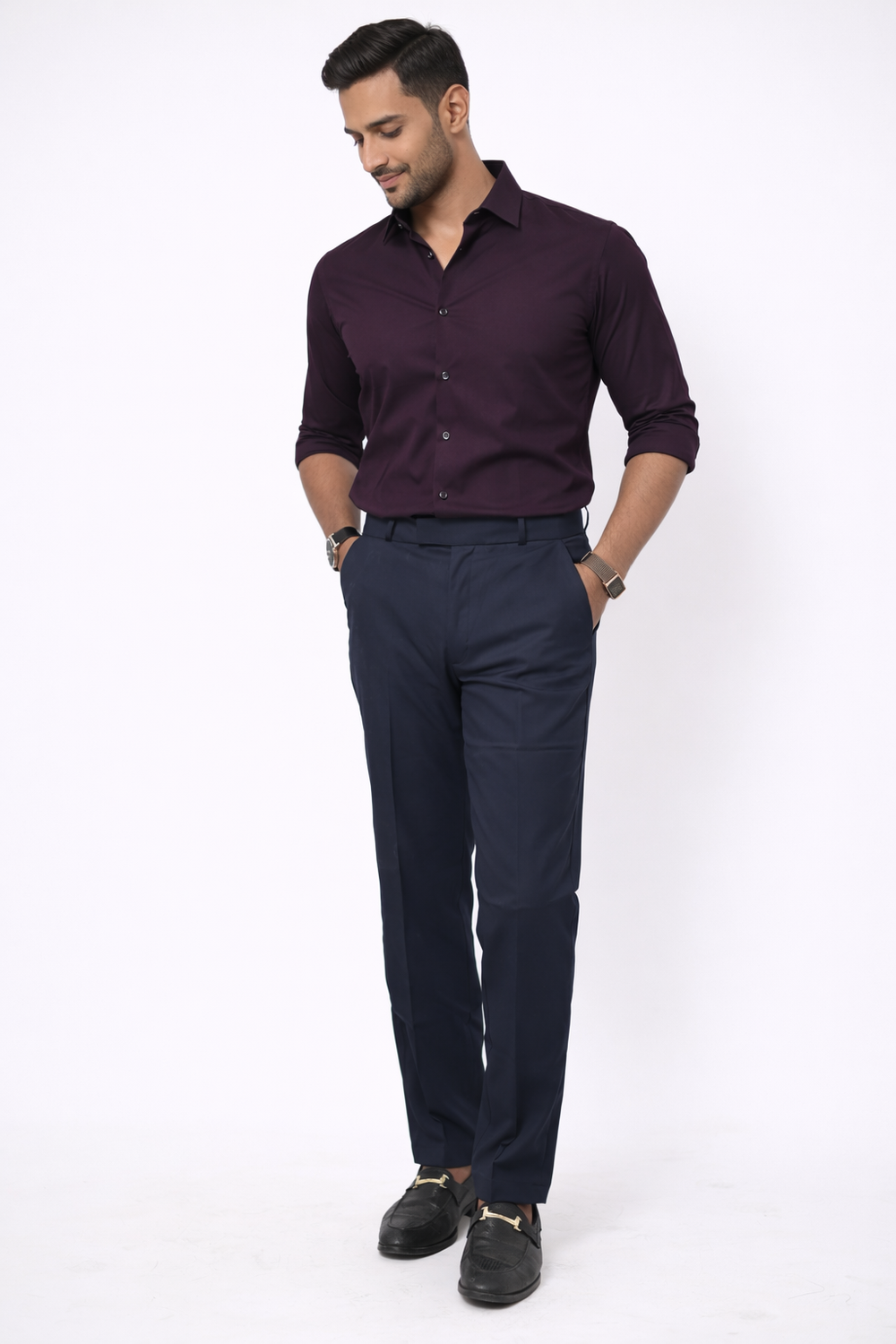 Navy Blue Elastic Formal Pant