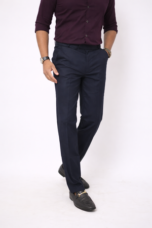 Navy Blue Elastic Formal Pant