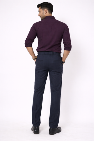 Navy Blue Elastic Formal Pant