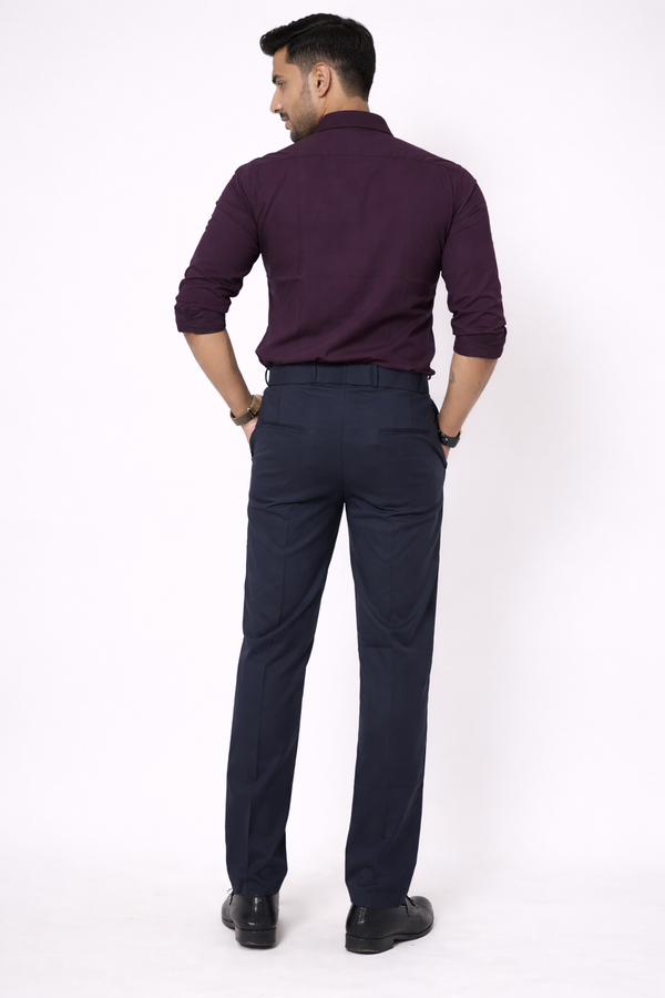 Navy Blue Elastic Formal Pant