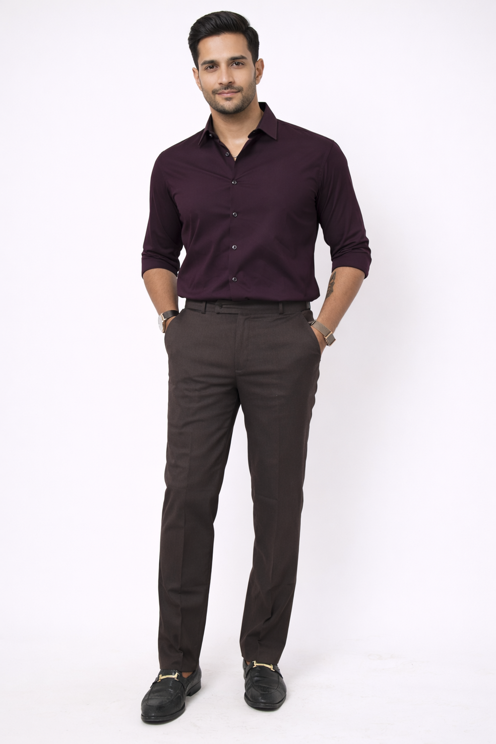 Dark Brown Elastic Formal Pant