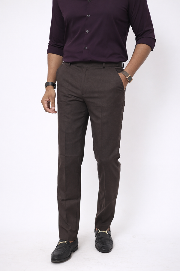 Dark Brown Elastic Formal Pant