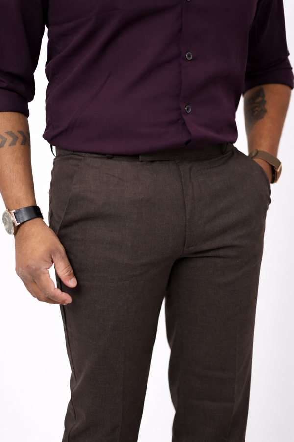 Dark Brown Elastic Formal Pant