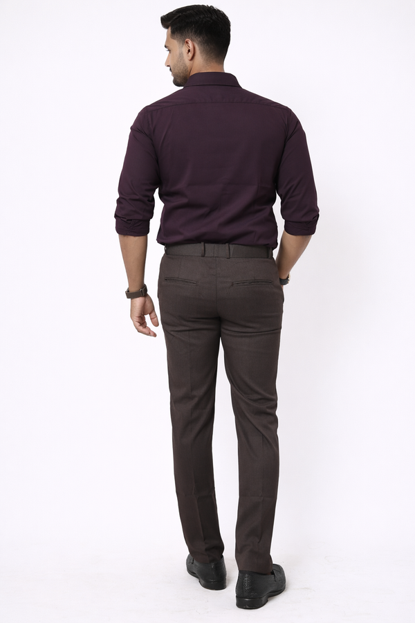 Dark Brown Elastic Formal Pant