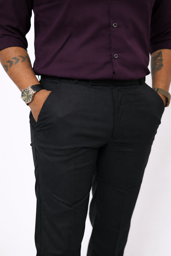 Black Elastic Formal Pant