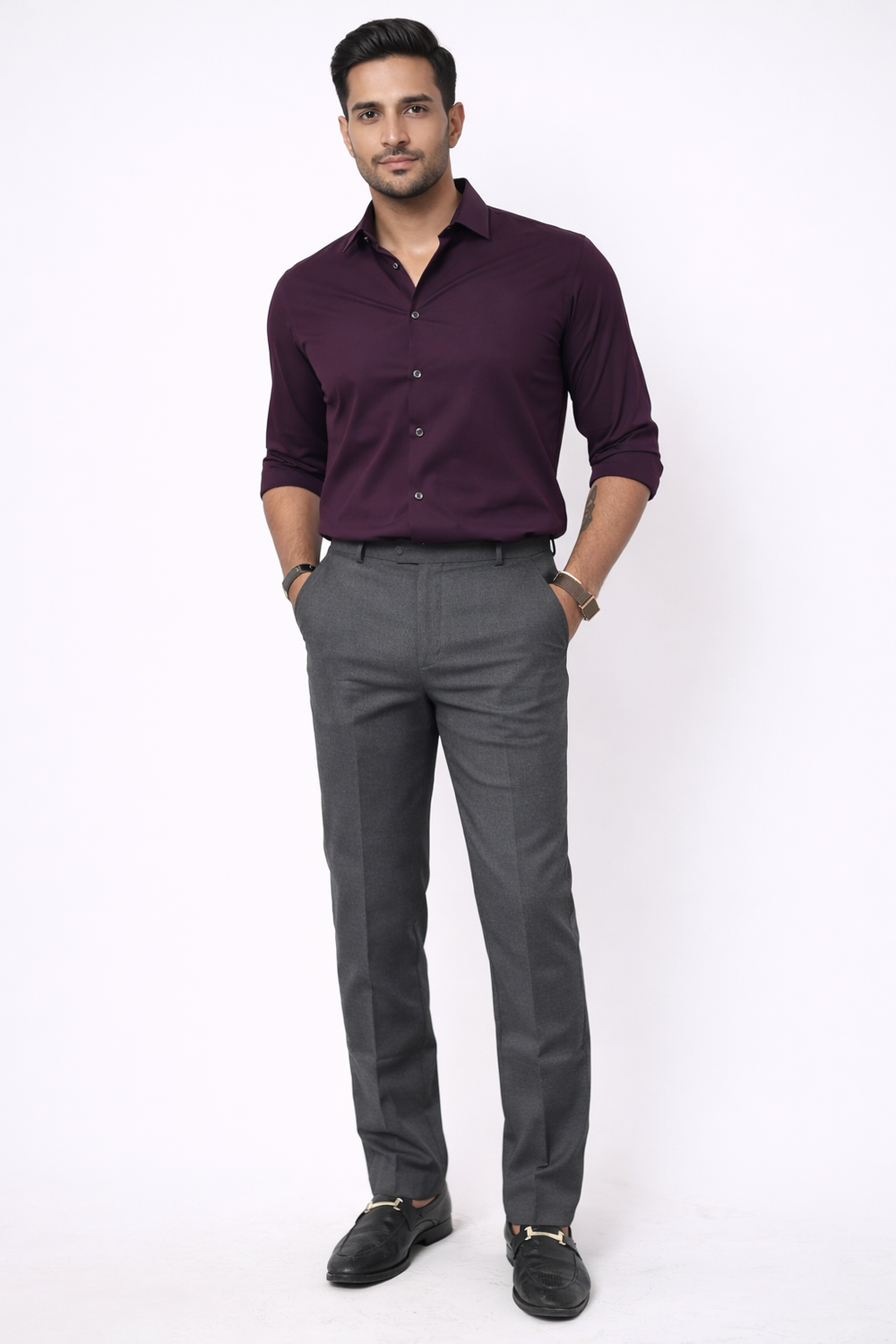 Dark Grey Elastic Formal Pant