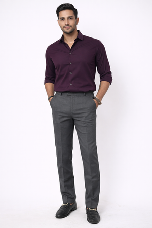 Dark Grey Elastic Formal Pant