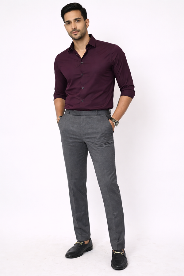 Dark Grey Elastic Formal Pant