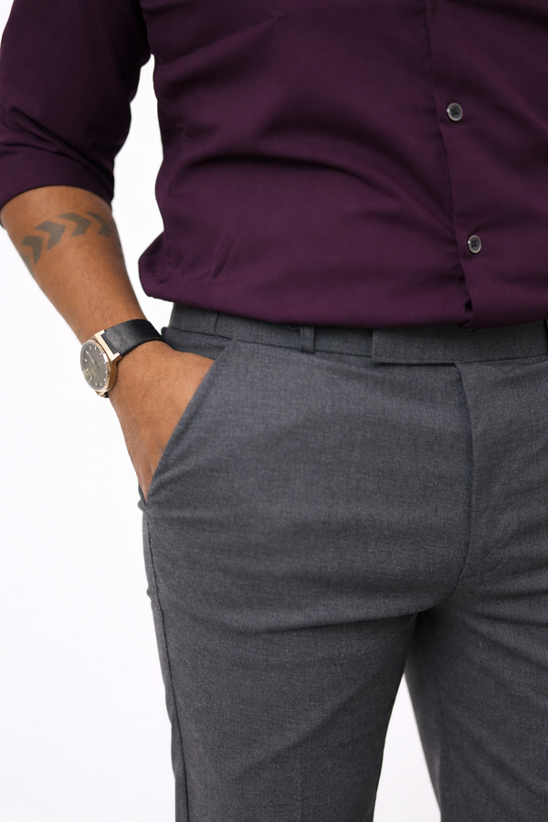 Dark Grey Elastic Formal Pant