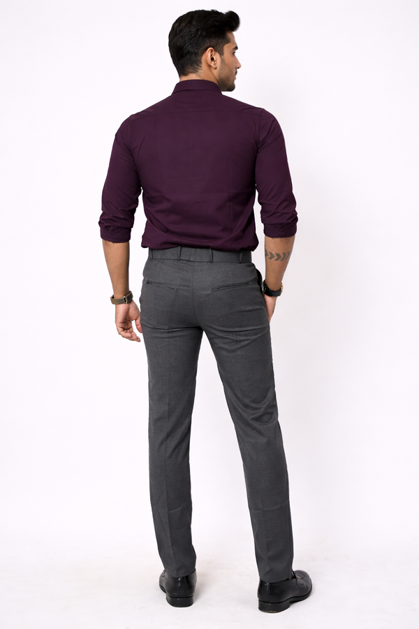 Dark Grey Elastic Formal Pant