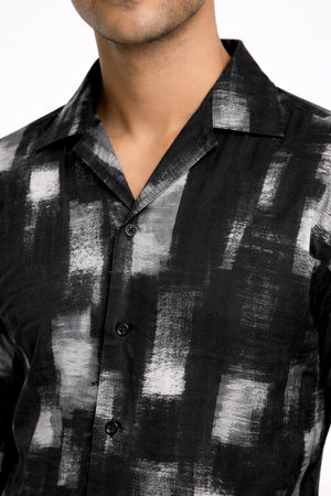 Grey Cuban Printed Shirt