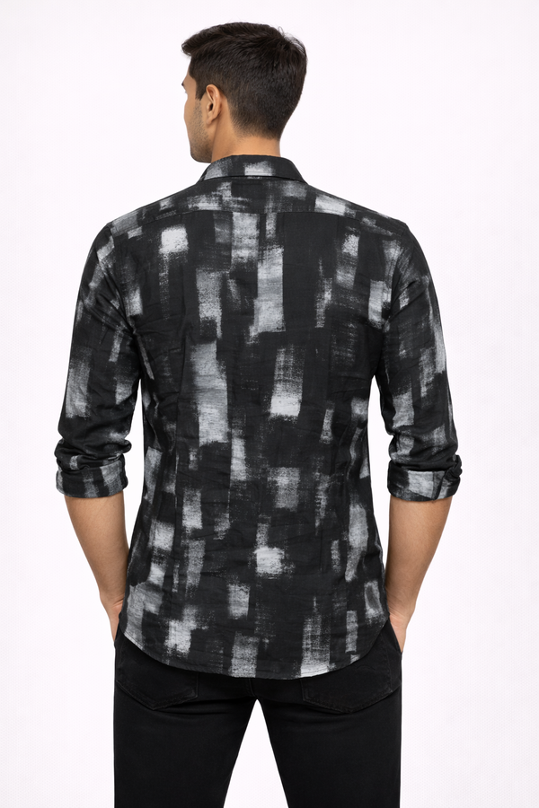 Grey Cuban Printed Shirt