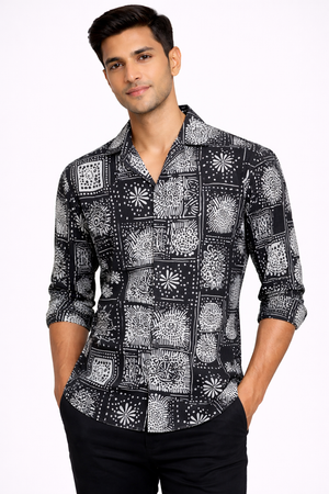 Black Cuban Printed Shirt