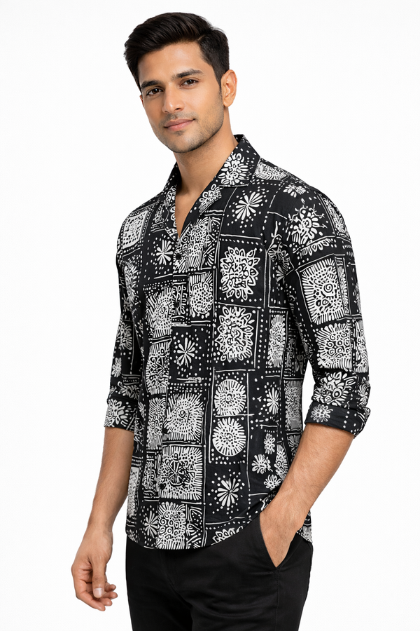 Black Cuban Printed Shirt