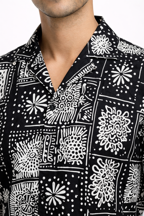 Black Cuban Printed Shirt