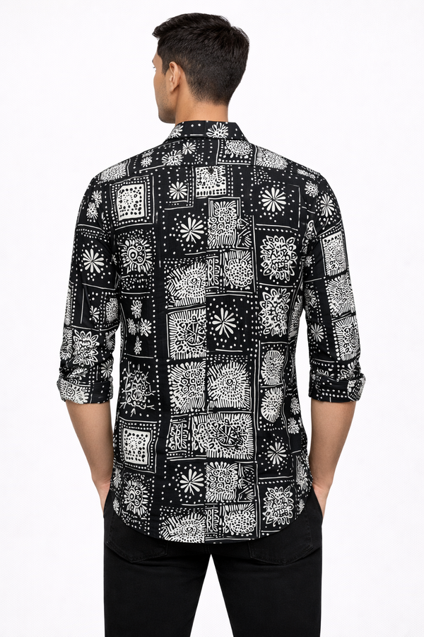Black Cuban Printed Shirt