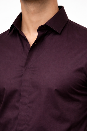 Maroon Hidden Placket Shirt