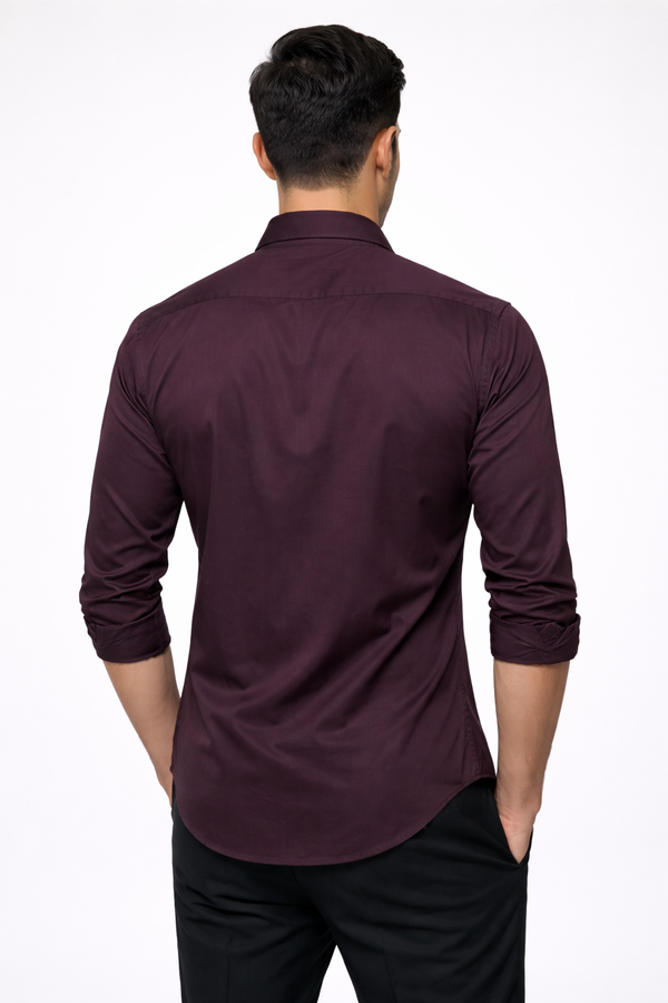 Maroon Hidden Placket Shirt