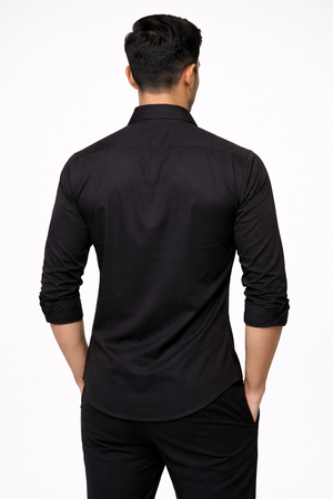 Black Hidden Placket Shirt