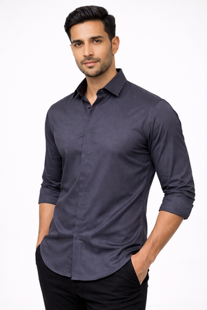 Steal Blue Hidden Placket Shirt