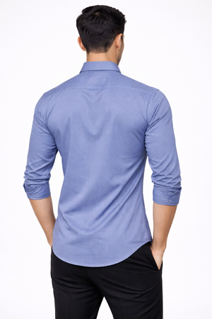 Blue Hidden Placket Shirt