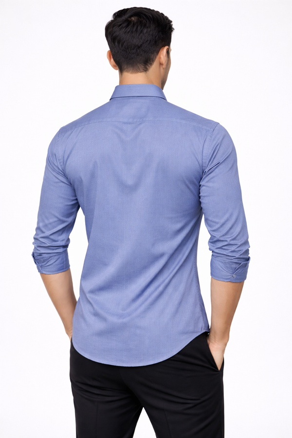 Blue Hidden Placket Shirt
