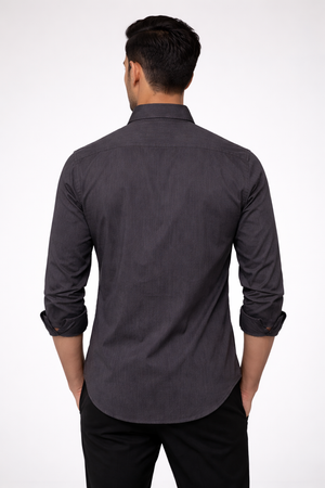 Charcoal Grey Hidden Placket Shirt