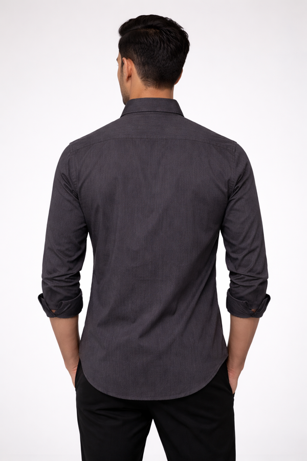 Charcoal Grey Hidden Placket Shirt