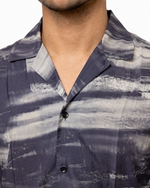 Smoky Grey Cuban Printed Shirt