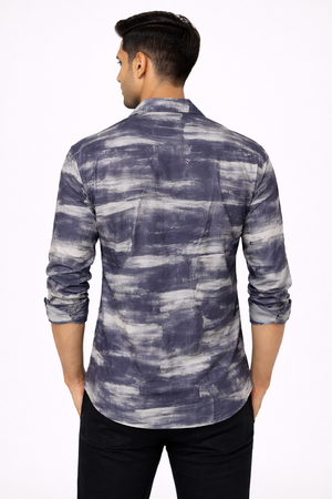 Smoky Grey Cuban Printed Shirt