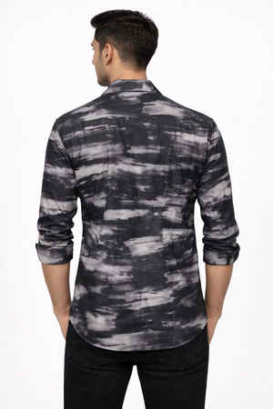 Black Abstract Cuban Printed Shirt