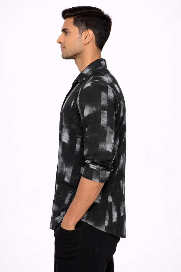 Grey Cuban Printed Shirt