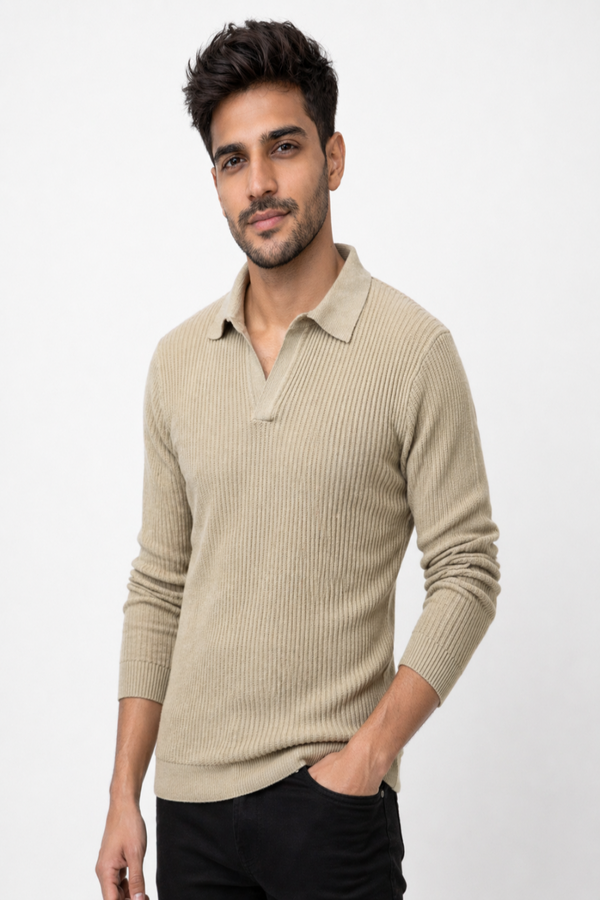 Cream Netted Collar Tee