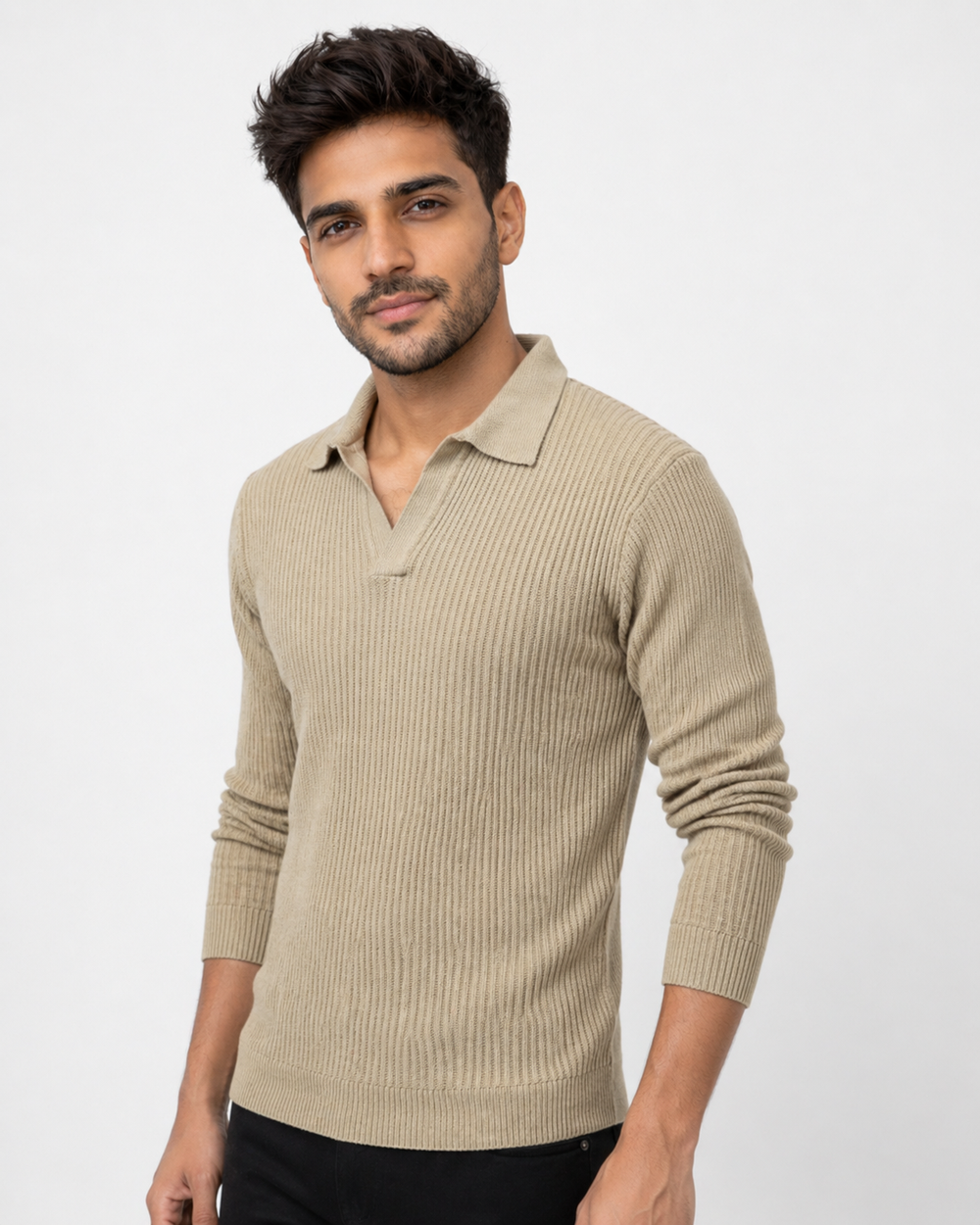 Cream Netted Collar Tee