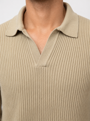 Cream Netted Collar Tee