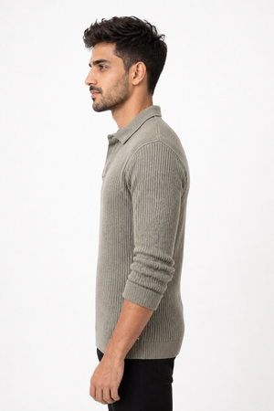 Grey Netted Collar Tee