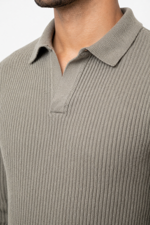 Grey Netted Collar Tee