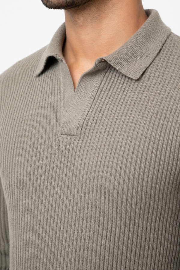 Grey Netted Collar Tee