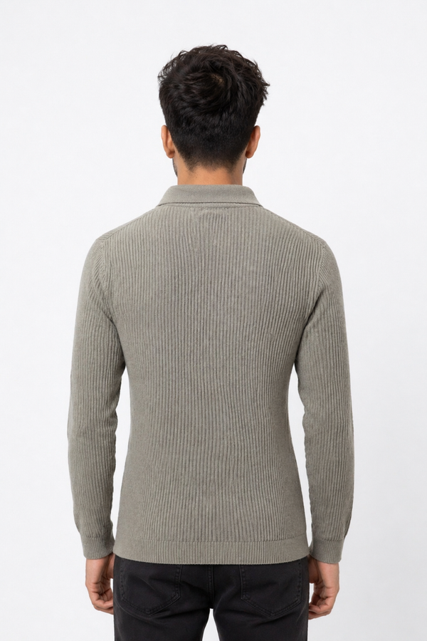 Grey Netted Collar Tee