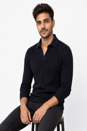 Black Netted Collar Tee